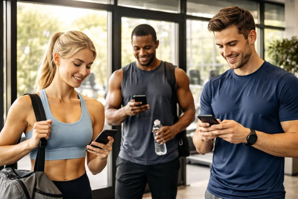 Workout buddies planning their next session